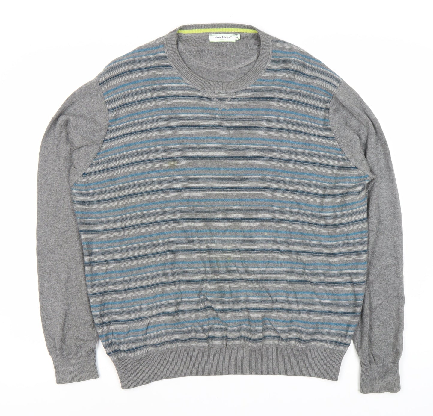 James Pringle Men's Grey Striped XL Pullover Jumper