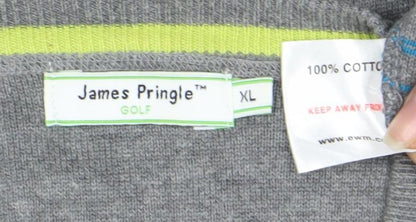 James Pringle Men's Grey Striped XL Pullover Jumper