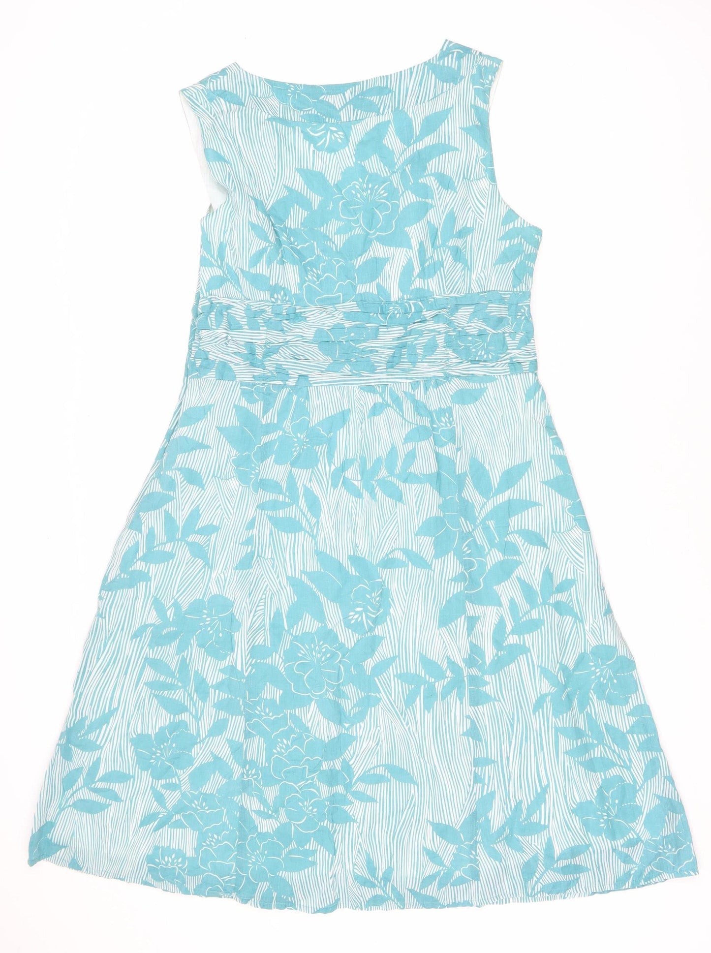 Monsoon Women's Blue Floral A-Line Dress, Size 16, Cotton