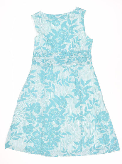 Monsoon Women's Blue Floral A-Line Dress, Size 16, Cotton