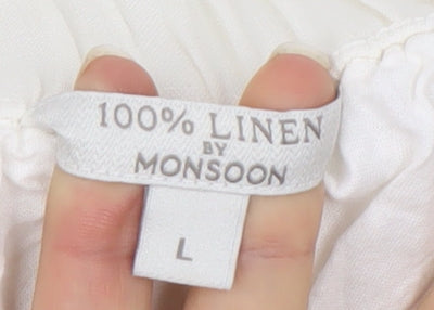 Womens UK Size L Monsoon   White Trousers