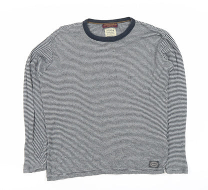 Jack & Jones Men's Blue Striped Pullover Jumper - Small