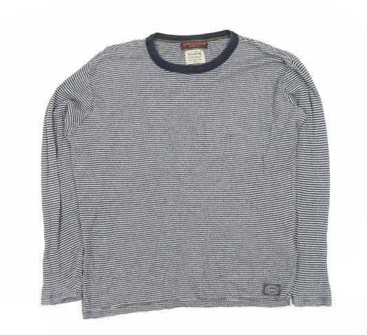 Jack & Jones Men's Blue Striped Pullover Jumper - Small