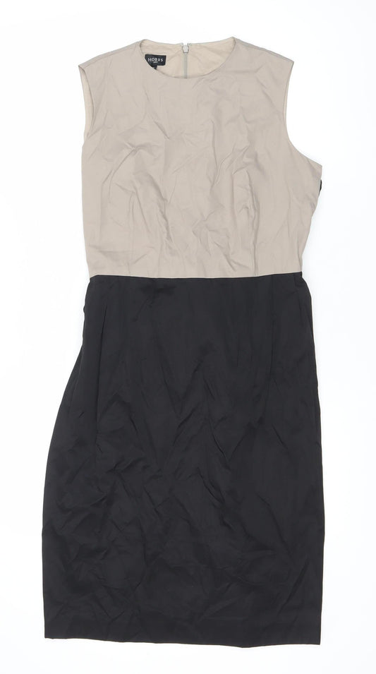 Hobbs Women's Beige Black Sleeveless Bow Dress Size 12