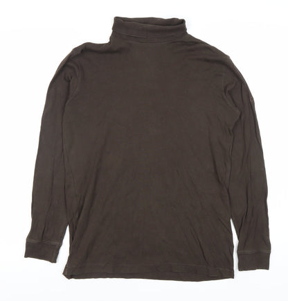 Cotton Traders Men's Brown Long Sleeve Polo Shirt M