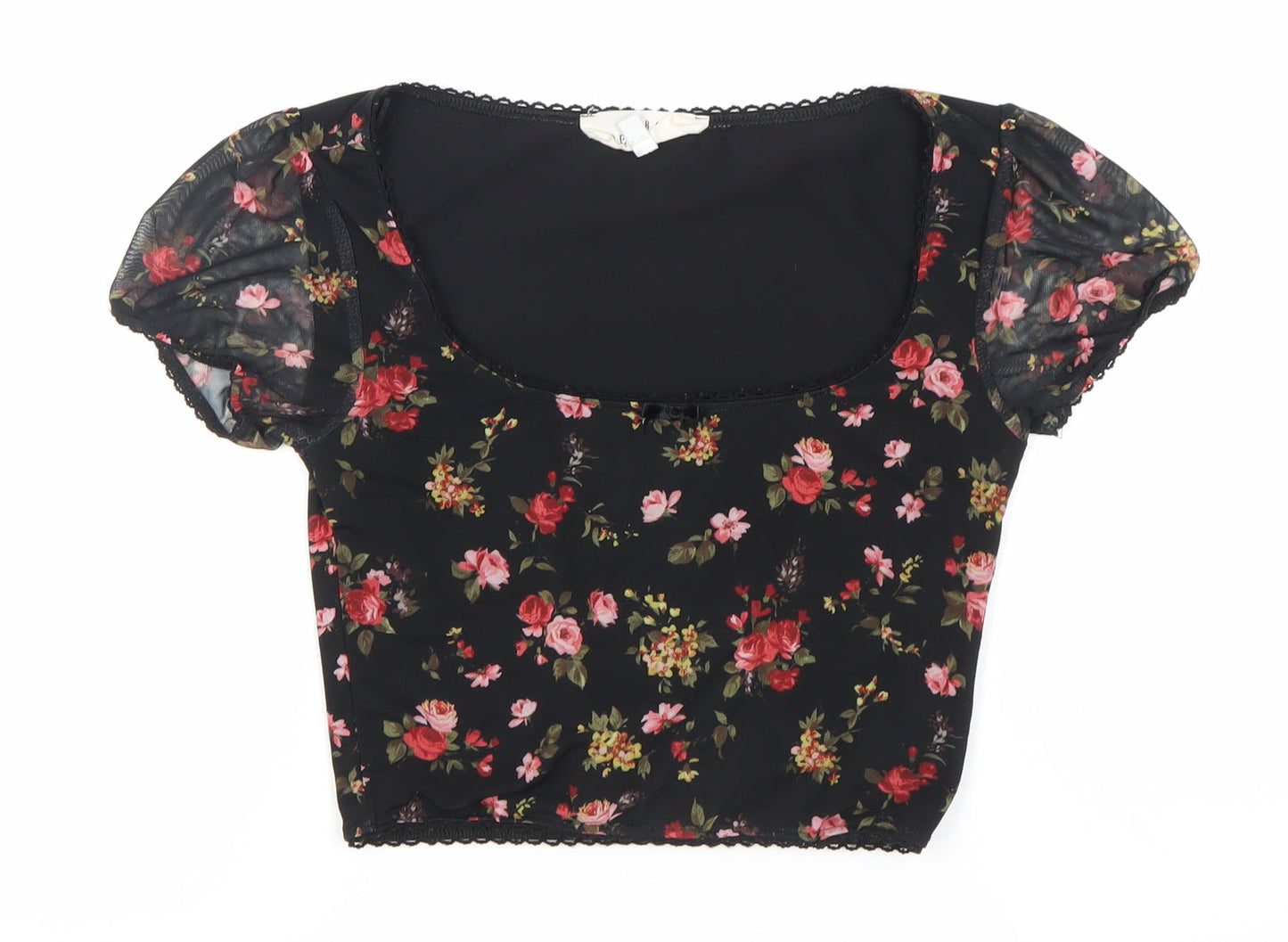 Womens UK Size XS Urban renewal Black Cropped Blouse