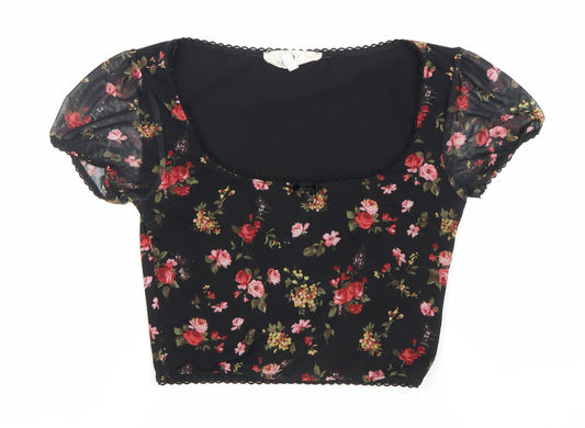 Womens UK Size XS Urban renewal Black Cropped Blouse