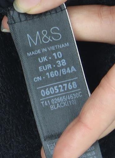 Womens UK Size 10 Marks and Spencer Black Basic Blouse
