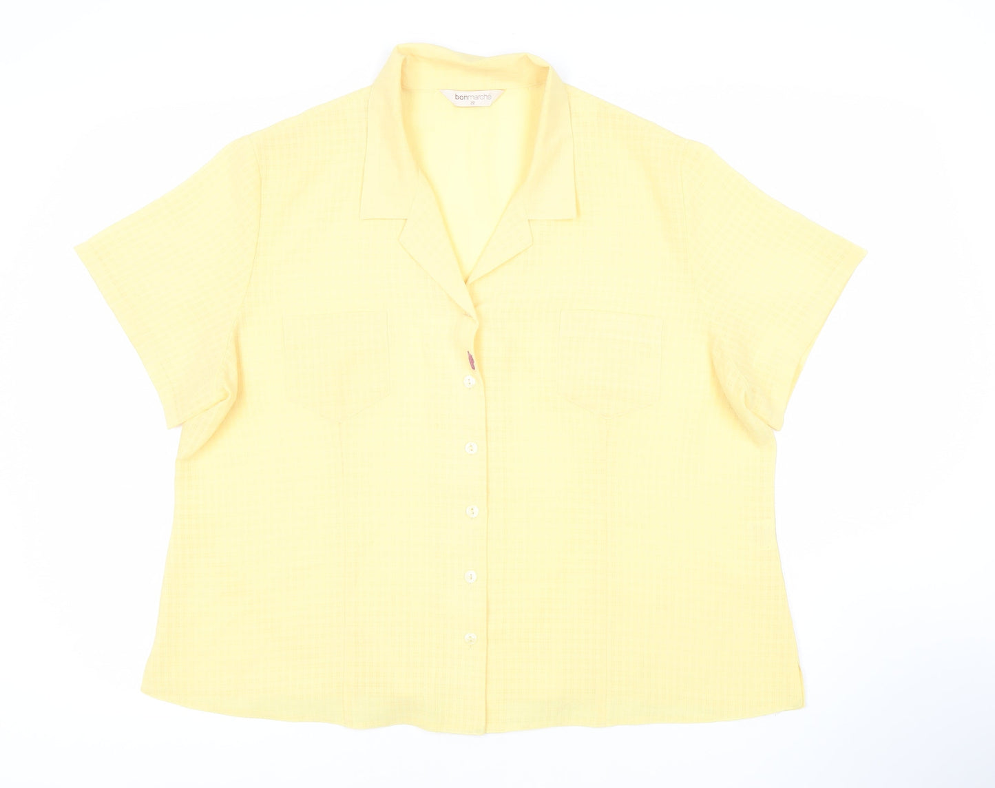 Bonmarche Women's Yellow Button-Up Shirt - Size 14