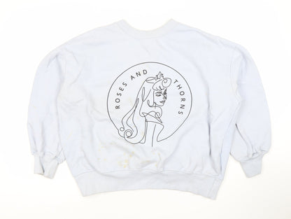Reserved Women's White Pullover Sweatshirt, S, Cartoon Print