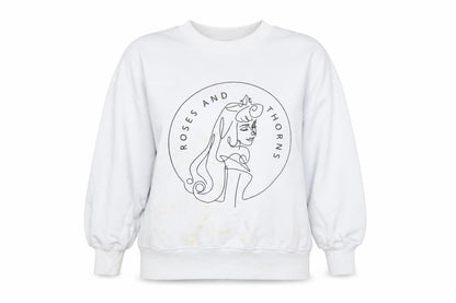 Reserved Women's White Pullover Sweatshirt, S, Cartoon Print