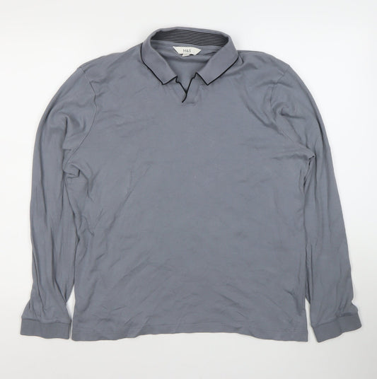 Marks and Spencer Men's Grey Long Sleeve Polo L