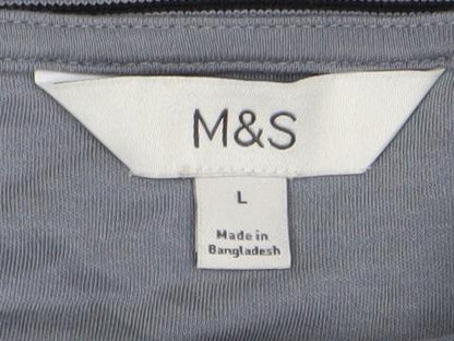 Marks and Spencer Men's Grey Long Sleeve Polo L