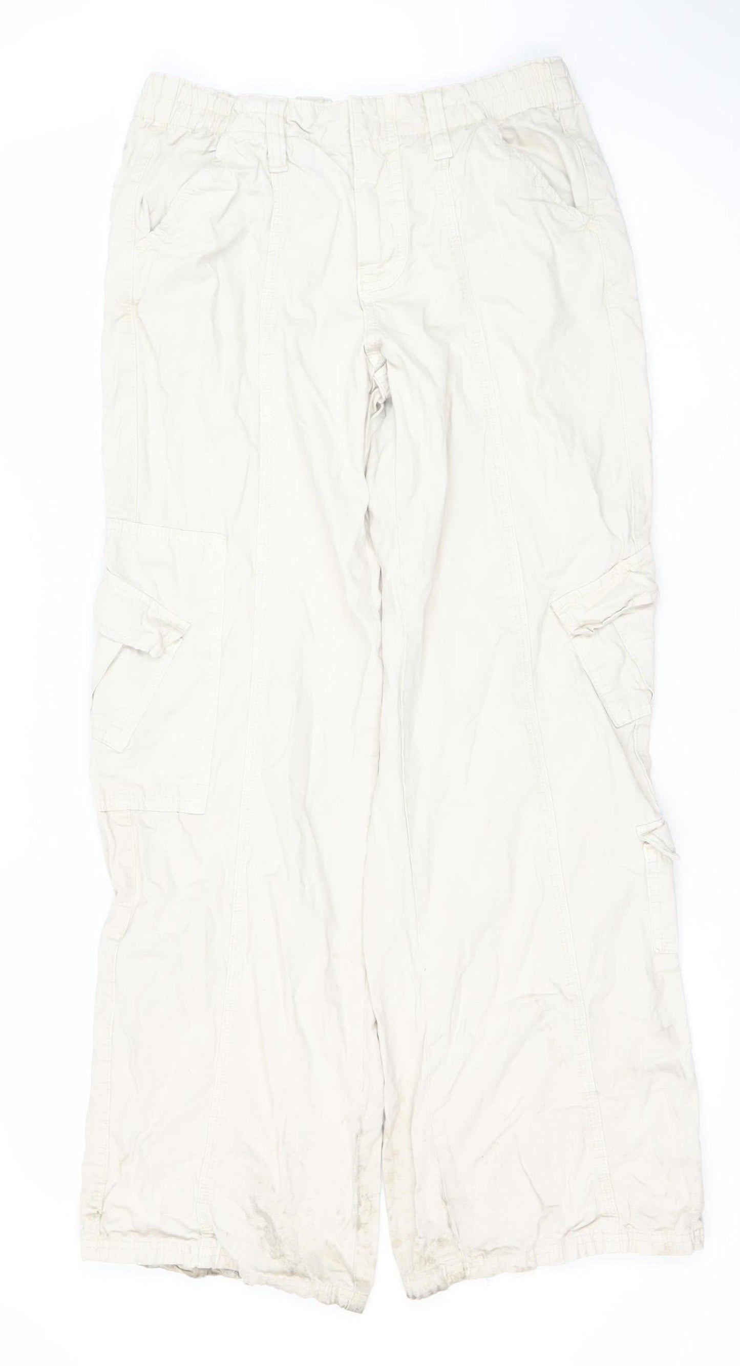 BDG Women's Beige Cargo Trousers, Size S, Cotton