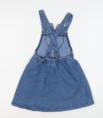 Minnie Girls Blue Denim Pinafore Dress 110 - Casual, Party Ready