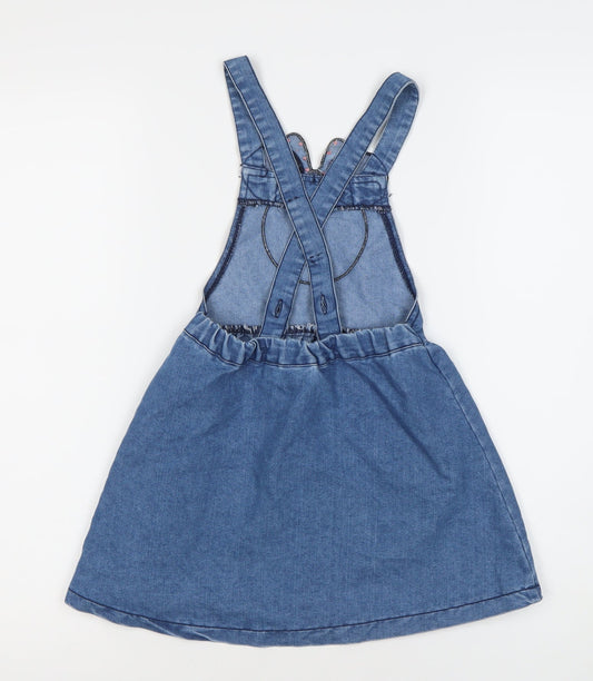 Minnie Girls Blue Denim Pinafore Dress 110 - Casual, Party Ready