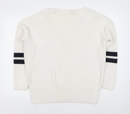 Patty Boutik Women's White V-Neck Jumper Size 12