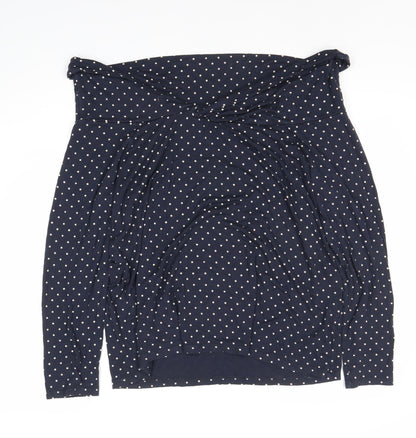 Bonmarche Women's Blue Polka Dot Cowl Neck Top