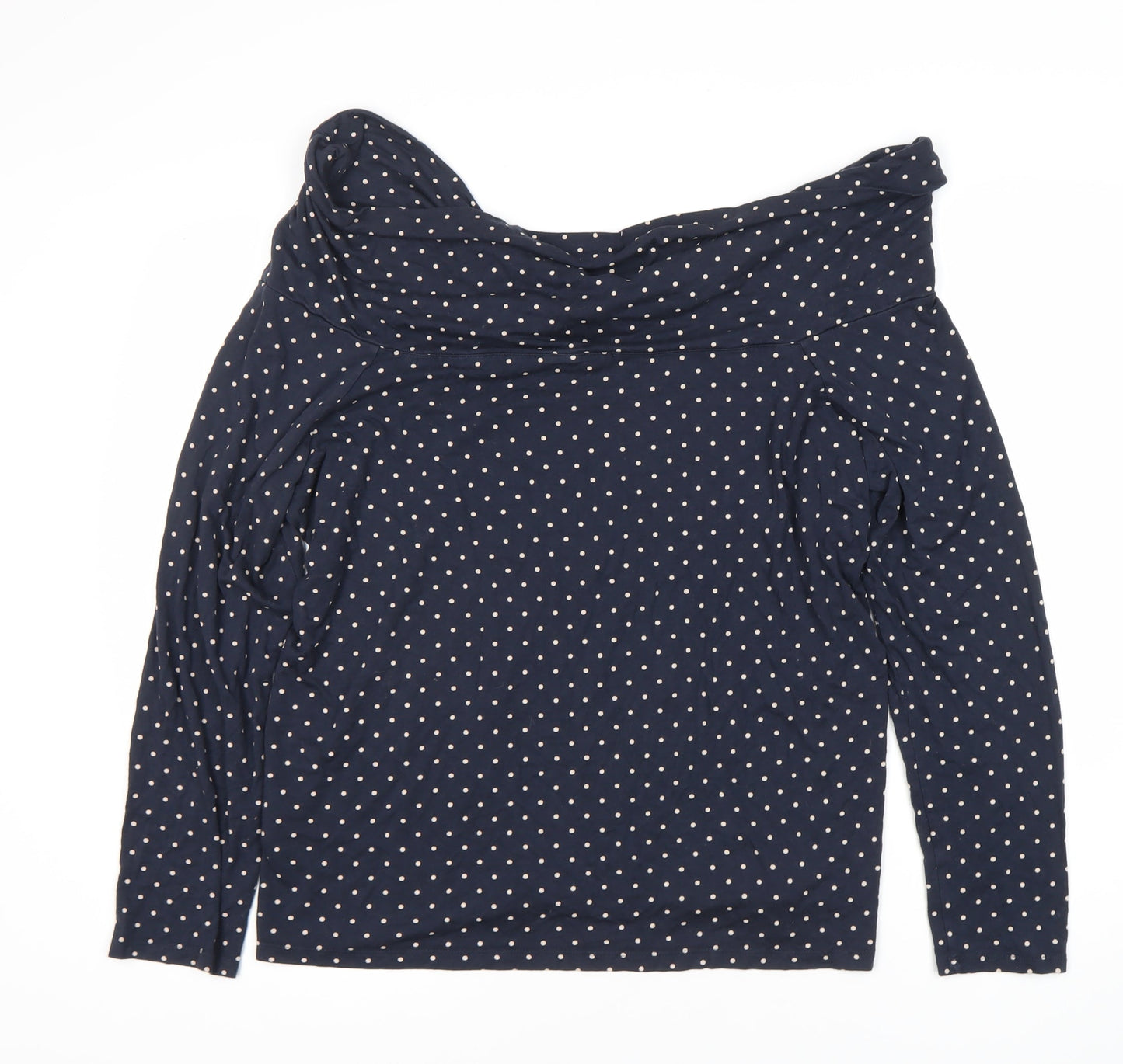 Bonmarche Women's Blue Polka Dot Cowl Neck Top