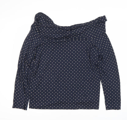 Bonmarche Women's Blue Polka Dot Cowl Neck Top