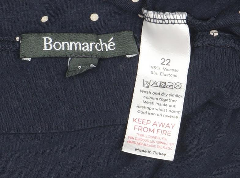 Bonmarche Women's Blue Polka Dot Cowl Neck Top