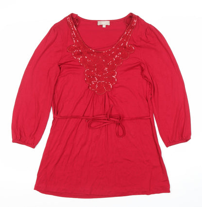 Womens UK Size 10 Soon Red Tunic Blouse