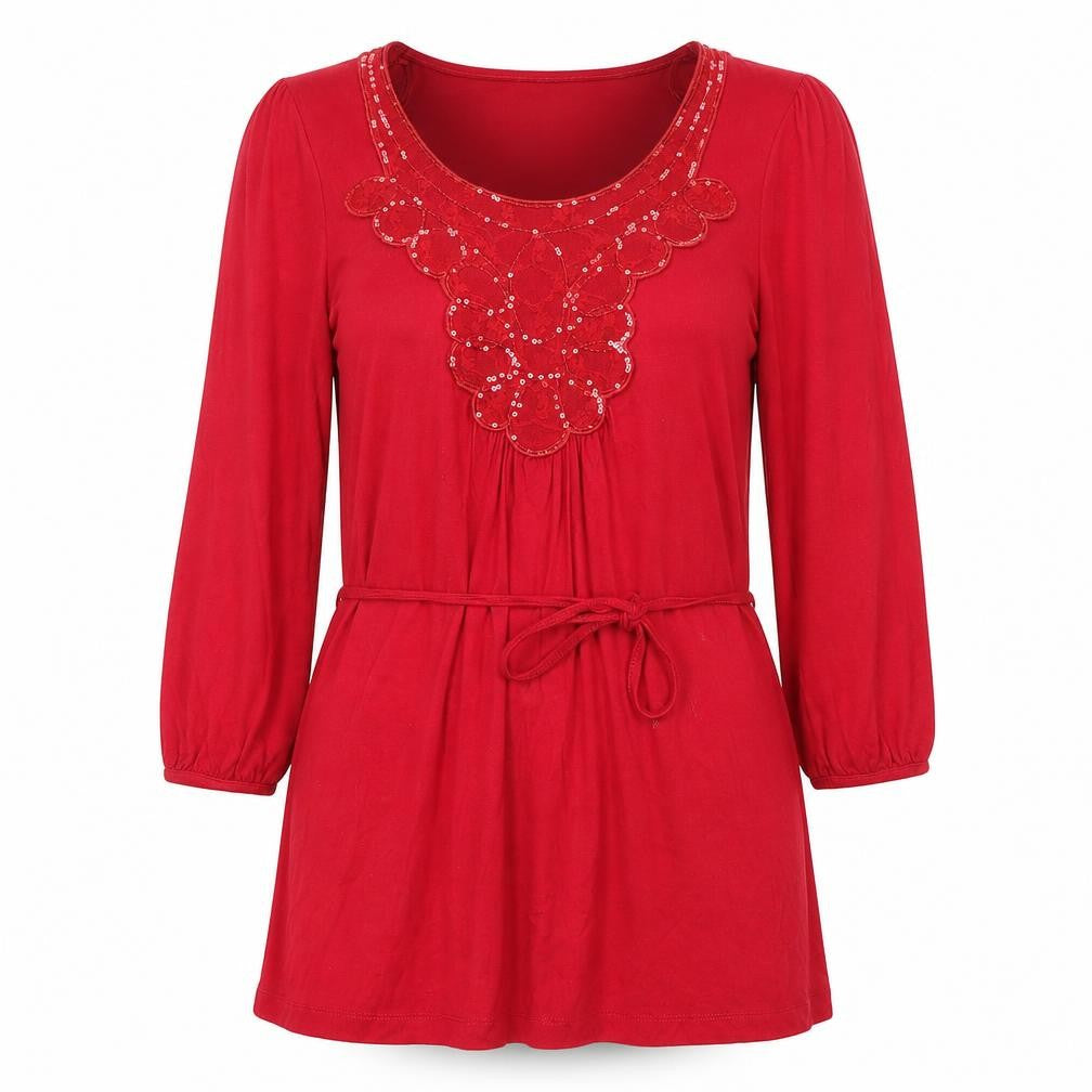 Womens UK Size 10 Soon Red Tunic Blouse