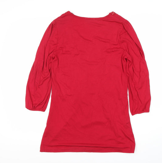 Womens UK Size 10 Soon Red Tunic Blouse