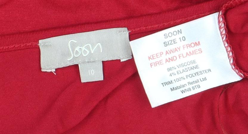 Womens UK Size 10 Soon Red Tunic Blouse