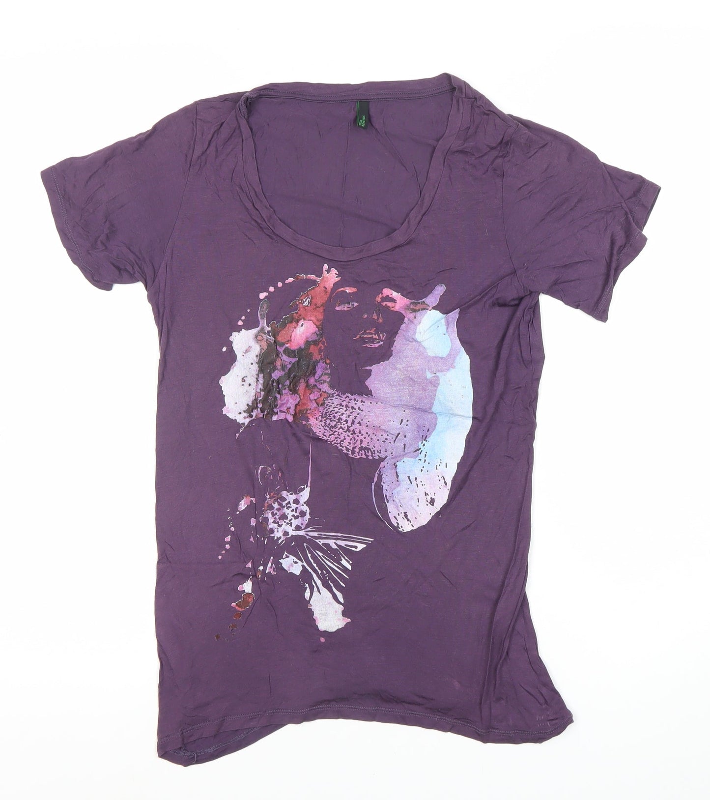 Womens UK Size S Benetton Purple  T-Shirt
