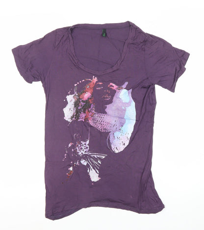 Womens UK Size S Benetton Purple  T-Shirt