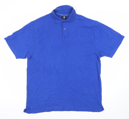 Pegasus Men's Blue Medium Cotton Polo Shirt