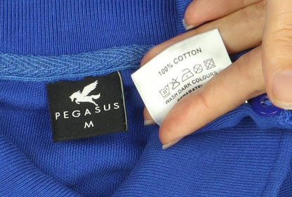 Pegasus Men's Blue Medium Cotton Polo Shirt