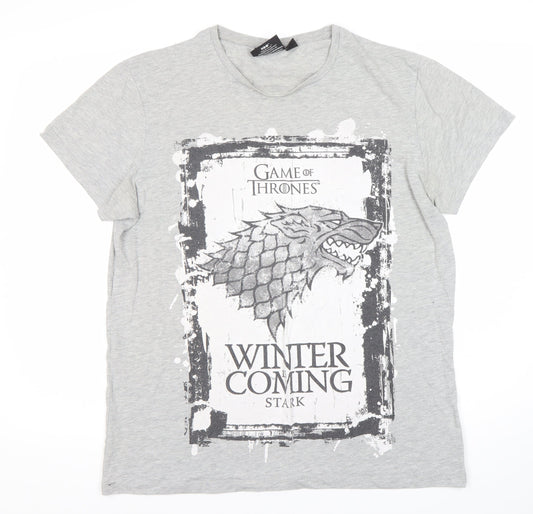 Mens UK Size L Game Of Thrones Grey  T-Shirt