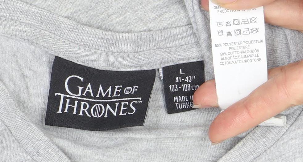 Mens UK Size L Game Of Thrones Grey  T-Shirt