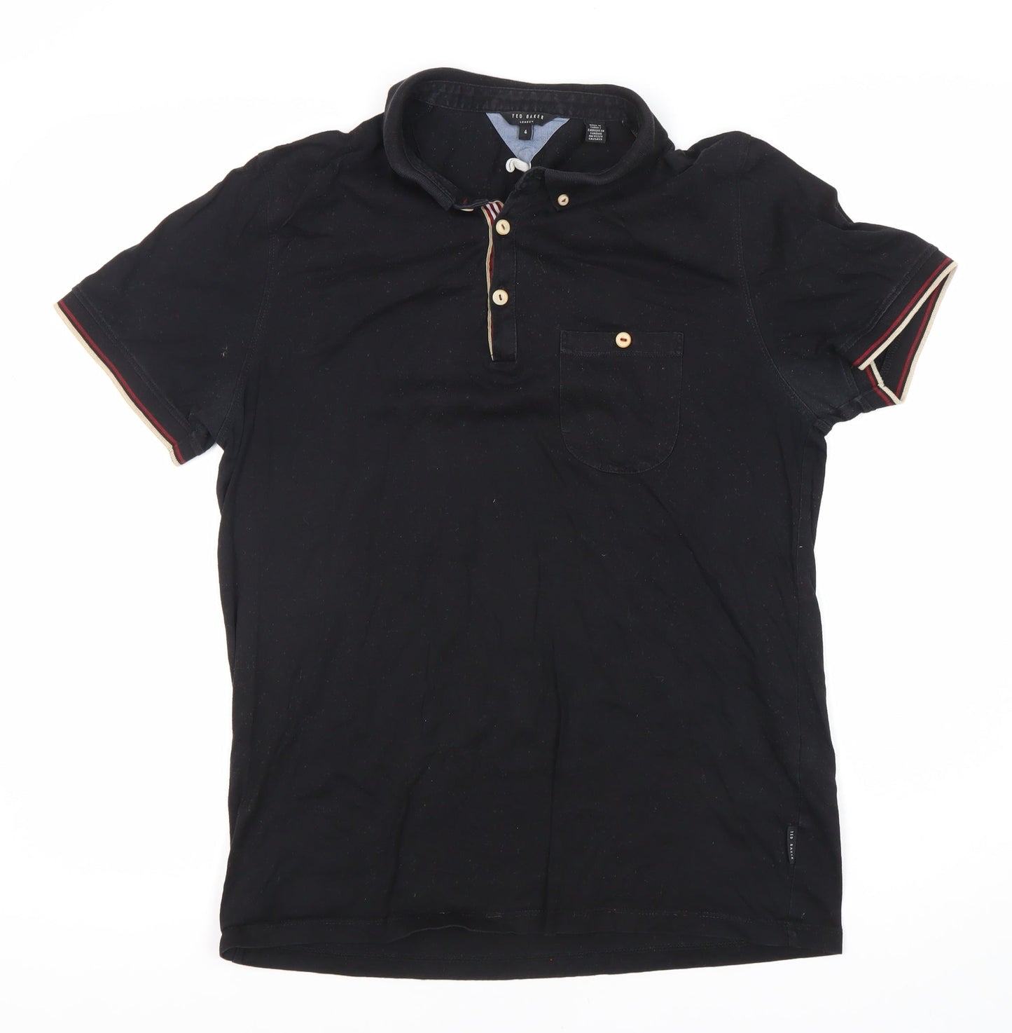 Ted Baker Men's Black Polo Shirt Size 4 Short Sleeve