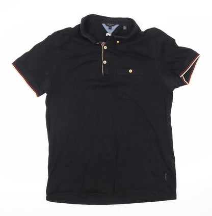 Ted Baker Men's Black Polo Shirt Size 4 Short Sleeve