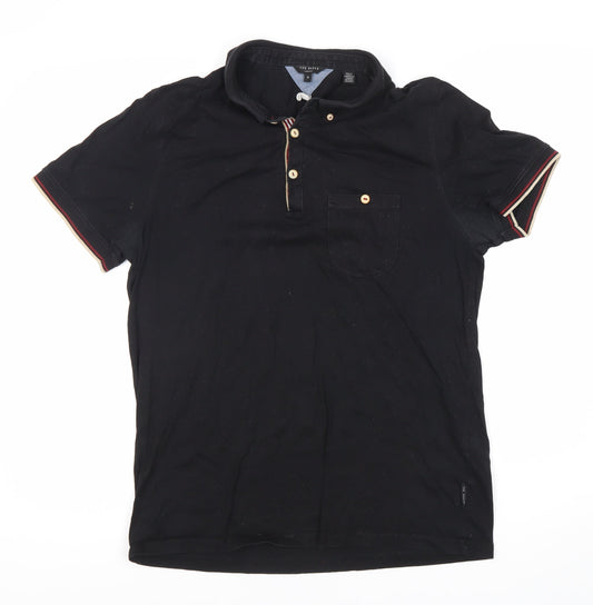 Ted Baker Men's Black Polo Shirt Size 4 Short Sleeve