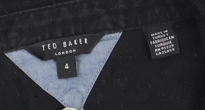 Ted Baker Men's Black Polo Shirt Size 4 Short Sleeve