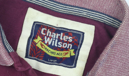 Charles Wilson Men's Red Polo Shirt, Size L, Short Sleeve