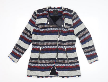 Womens UK Size L Zara Multicoloured Biker Coat