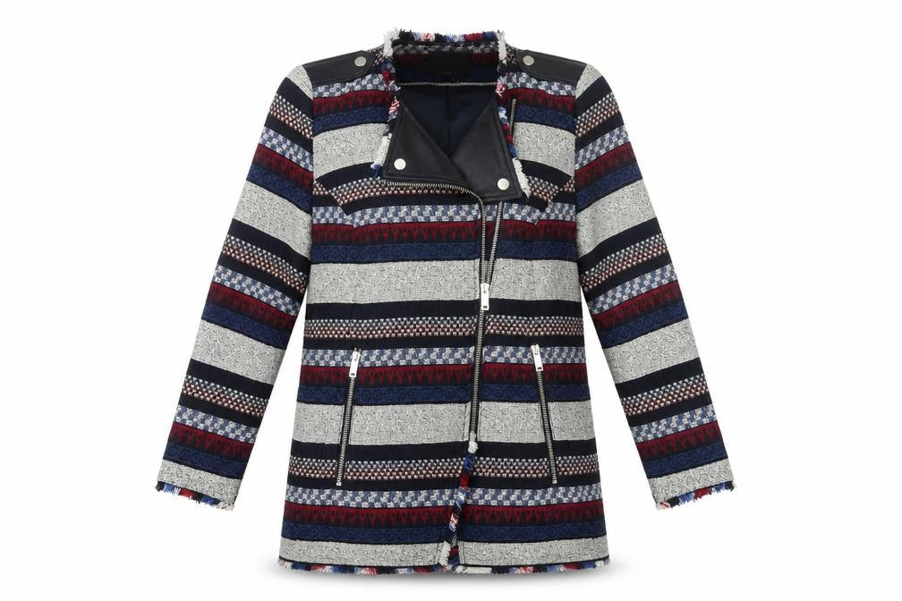 Womens UK Size L Zara Multicoloured Biker Coat