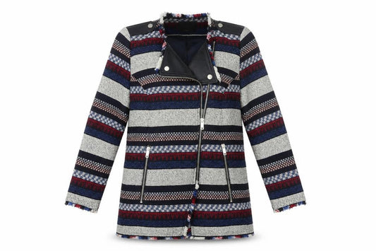 Womens UK Size L Zara Multicoloured Biker Coat