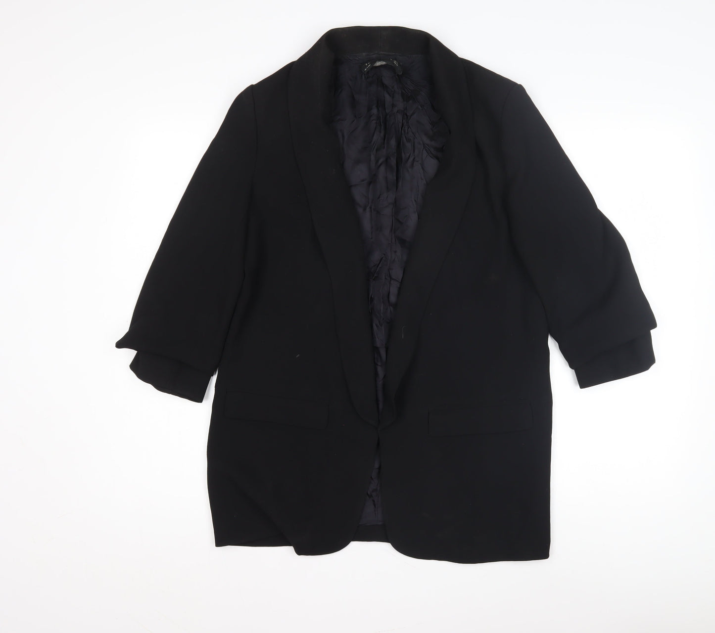 Womens UK Size L Zara Woman Black Overcoat