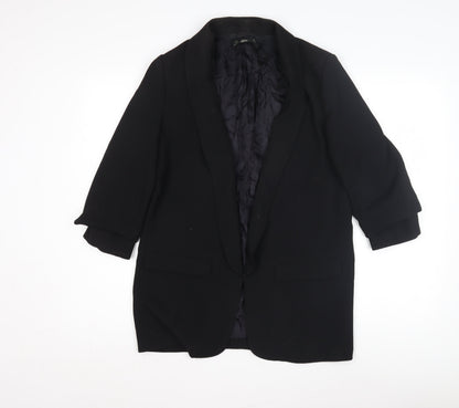 Womens UK Size L Zara Woman Black Overcoat