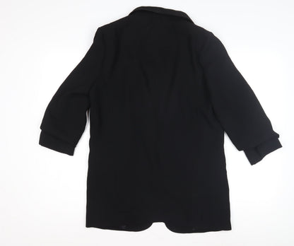 Womens UK Size L Zara Woman Black Overcoat