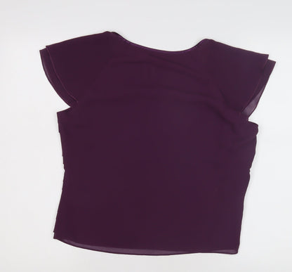 Jacques Vert Women's Purple Blouse, Size 12, Short Sleeve