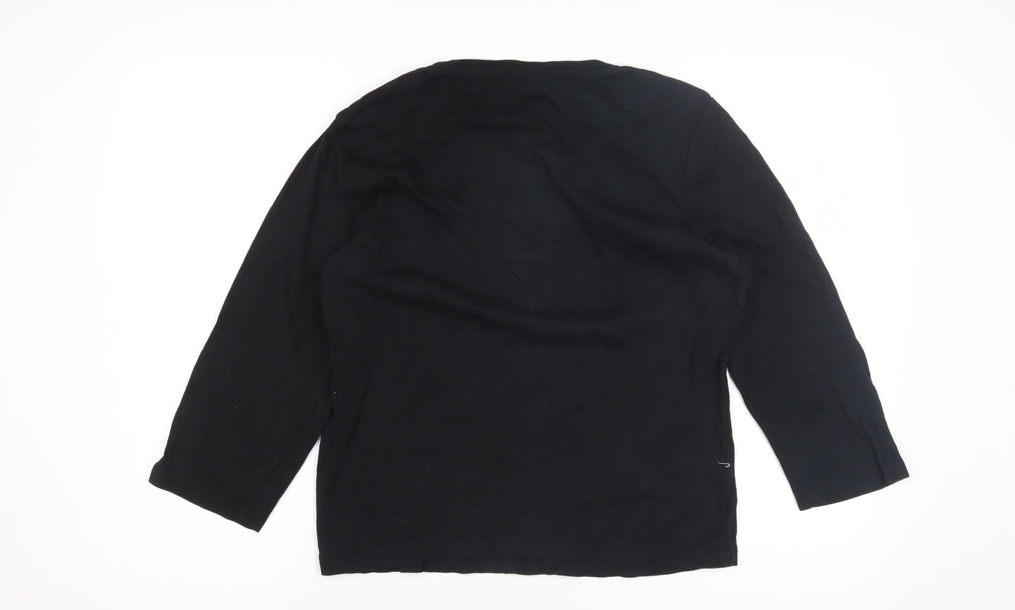 Xe Women's Black Embroidered T-Shirt, Size 16, Cotton