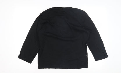 Xe Women's Black Embroidered T-Shirt, Size 16, Cotton