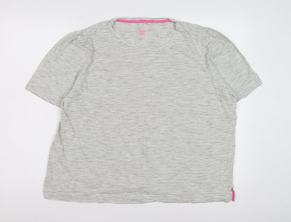 Boden Women's XL White Striped T-Shirt, Casual Style